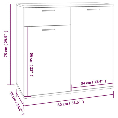Dressoir Bewerkt Hout Eikenkleurig 80 x 36 x 75 cm Grijs sonoma