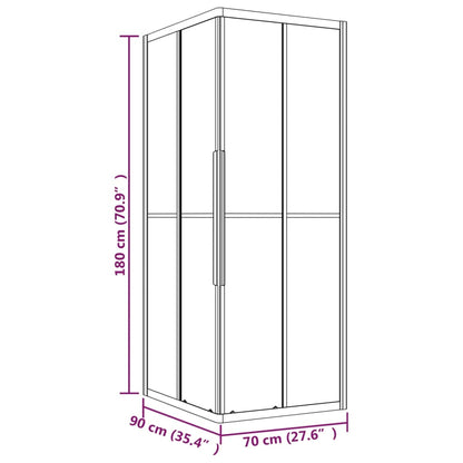 Douchecabine 90x70x180 cm mat ESG 90 x 70 x 180 cm Zilver Mat