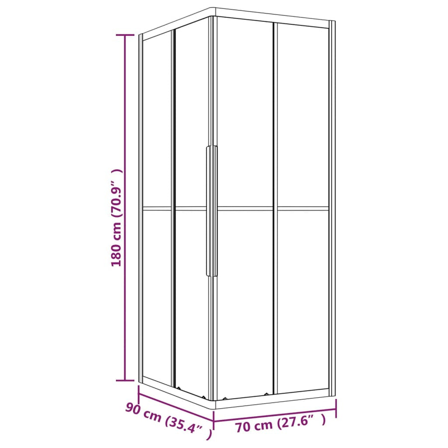Douchecabine 90x70x180 cm mat ESG 90 x 70 x 180 cm Zilver Mat