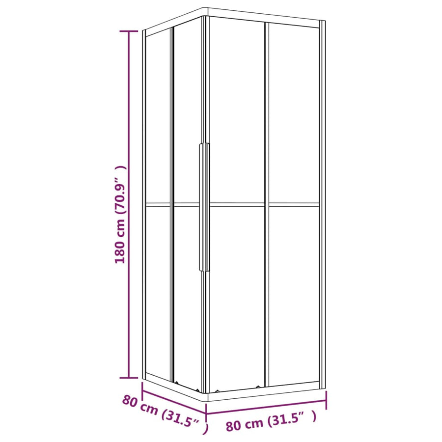 Douchecabine strepen 80x80x180 cm ESG zwart 80 x 80 x 180 cm Gestreept