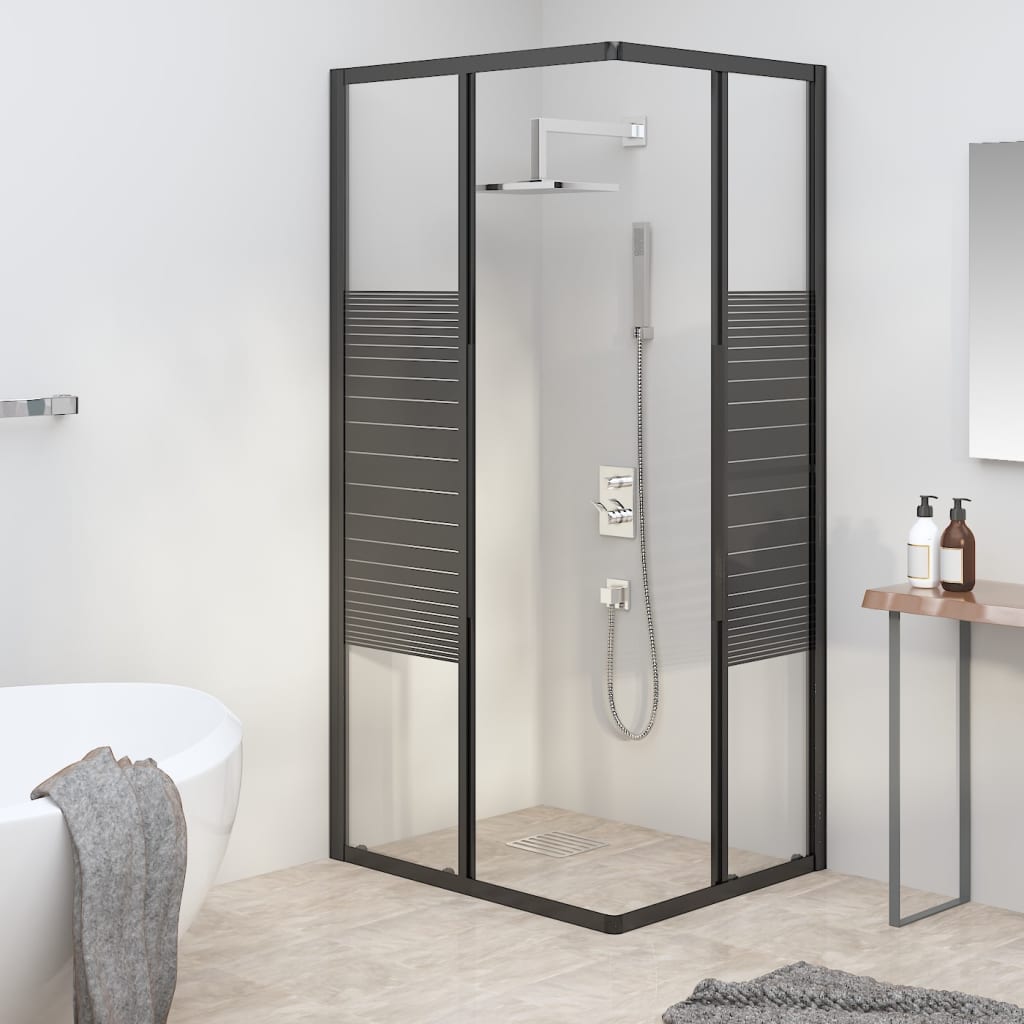 Douchecabine strepen 90x70x180 cm ESG zwart 90 x 70 x 180 cm