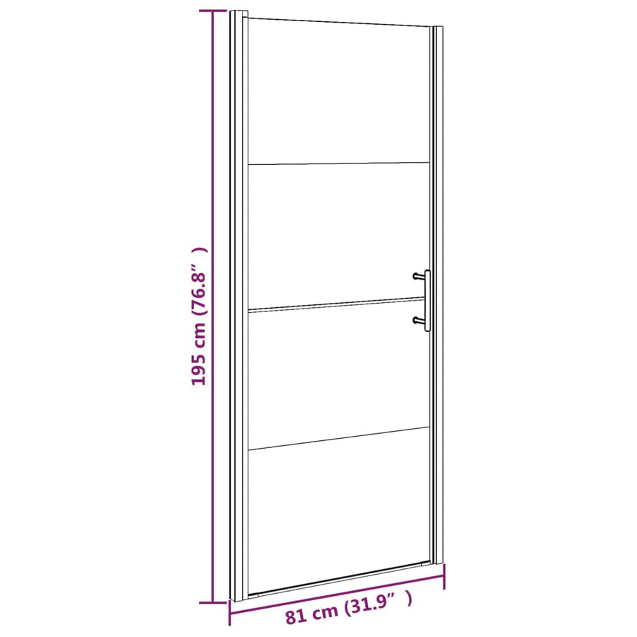 Douchedeur halfmat 81x195 cm gehard glas zwart 81 x 195 cm Halfmat