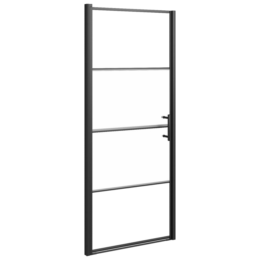 Douchedeur halfmat 91x195 cm gehard glas zwart 91 x 195 cm Halfmat