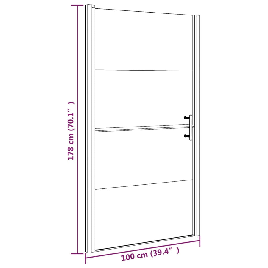 Douchedeur halfmat 100x178 cm gehard glas zwart 100 x 178 cm Halfmat