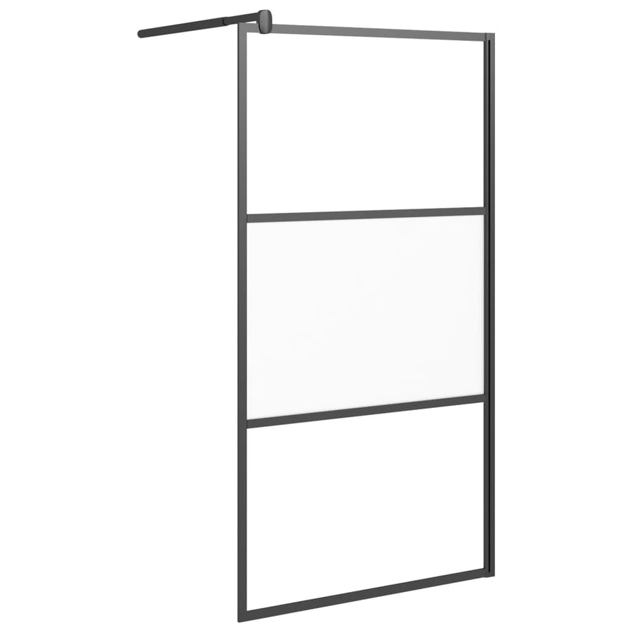 Inloopdouchewand 100X195 Cm Halfmat Esg-Glas Zwart 100 x 195 cm