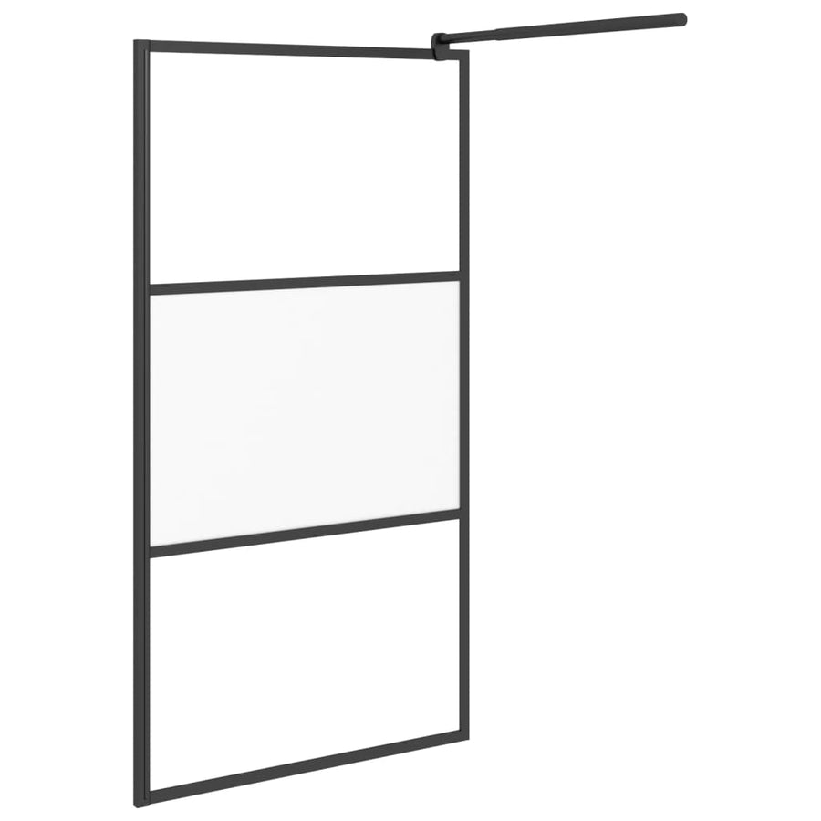 Inloopdouchewand 100X195 Cm Halfmat Esg-Glas Zwart 100 x 195 cm