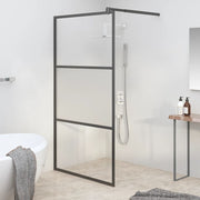 Inloopdouchewand 100x195 cm halfmat glas zwart