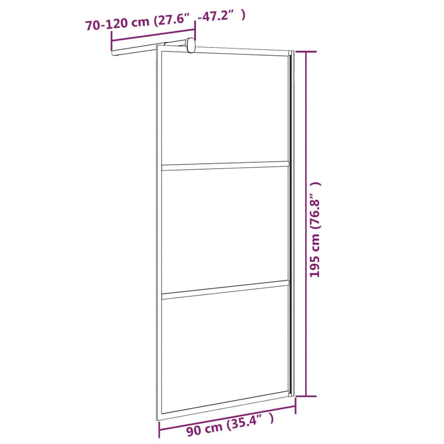 Inloopdouchewand Esg-Glas 90 x 195 cm Zwart Mat