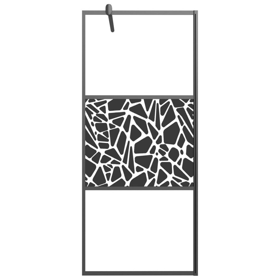 Inloopdouchewand Met Stenenmotief Esg-Glas 80 x 195 cm Zwart glass and stone