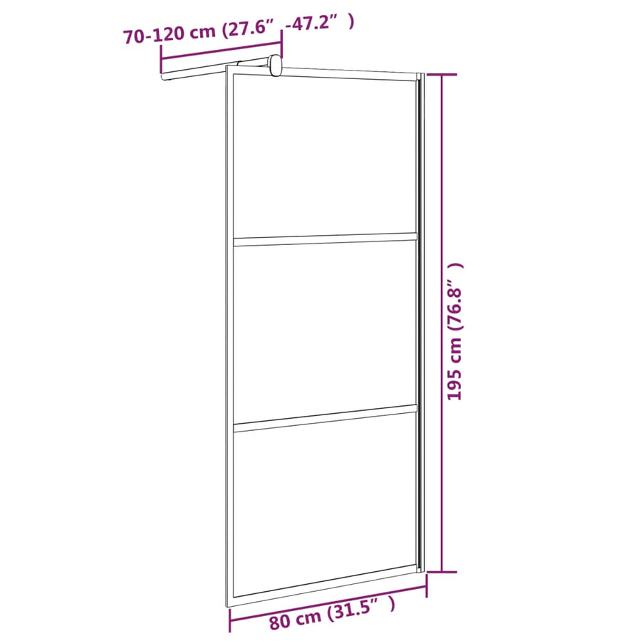 Inloopdouchewand Met Stenenmotief Esg-Glas 80 x 195 cm Zwart glass and stone
