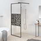 Inloopdouchewand Met Stenenmotief 90X195 Cm Esg-Glas Zwart 90 x 195 cm glass and stone