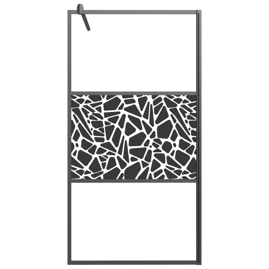 Inloopdouchewand Met Stenenmotief Esg-Glas 100 x 195 cm Zwart glass and stone