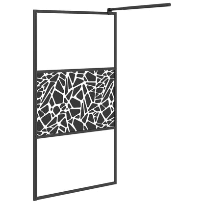 Inloopdouchewand Met Stenenmotief Esg-Glas 100 x 195 cm Zwart glass and stone