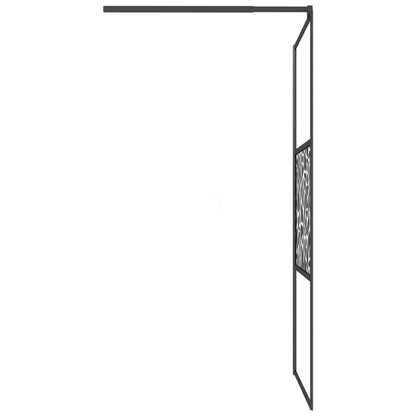 Inloopdouchewand Met Stenenmotief Esg-Glas 100 x 195 cm Zwart glass and stone