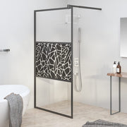 Inloopdouchewand 100x195 cm ESG-glas zwart stenenmotief