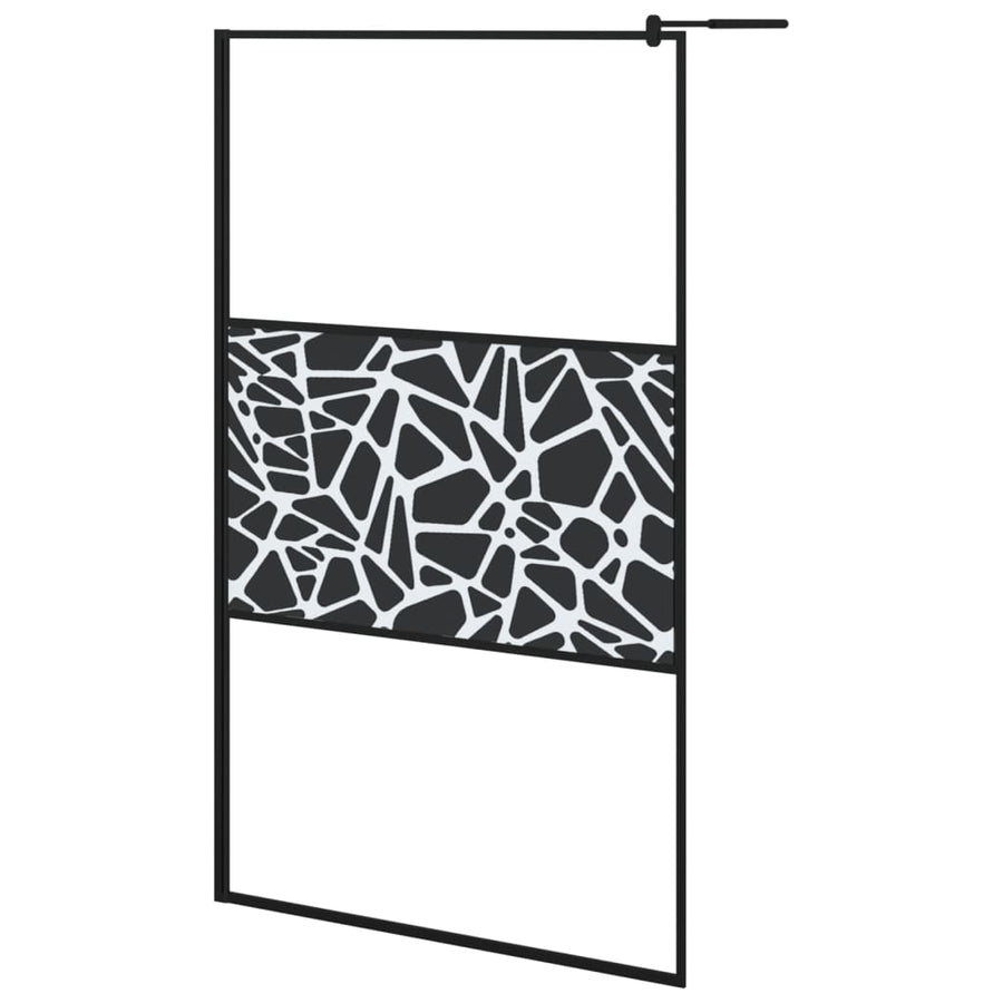 Inloopdouchewand Met Stenenmotief Esg-Glas 115 x 195 cm Zwart glass and stone