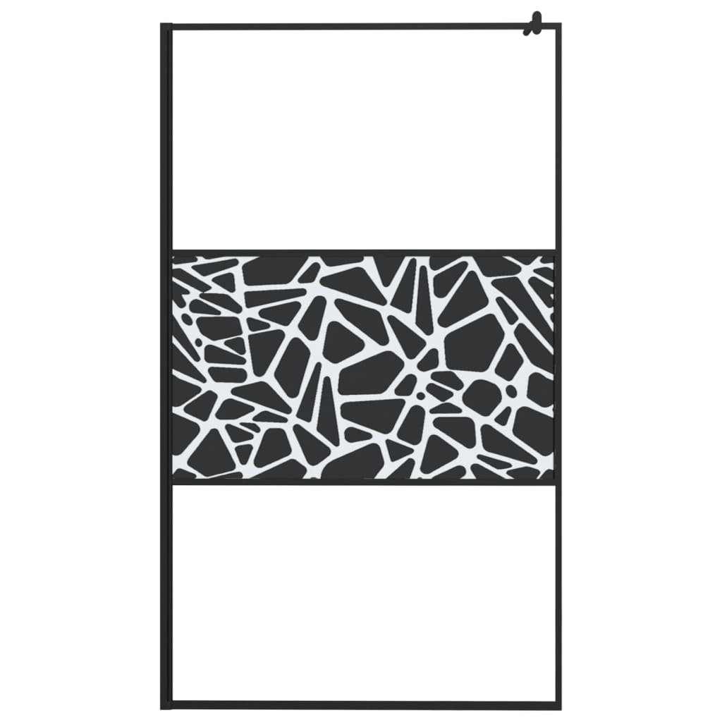 Inloopdouchewand Met Stenenmotief Esg-Glas 115 x 195 cm Zwart glass and stone