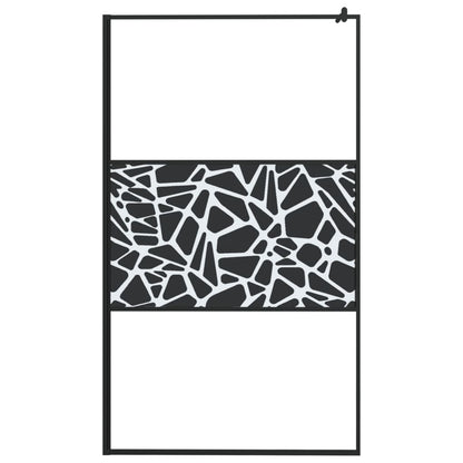 Inloopdouchewand Met Stenenmotief Esg-Glas 115 x 195 cm Zwart glass and stone