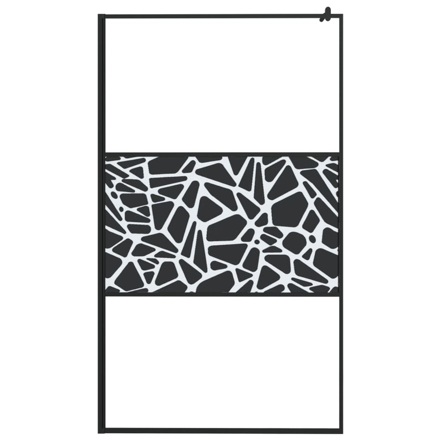 Inloopdouchewand Met Stenenmotief Esg-Glas 115 x 195 cm Zwart glass and stone