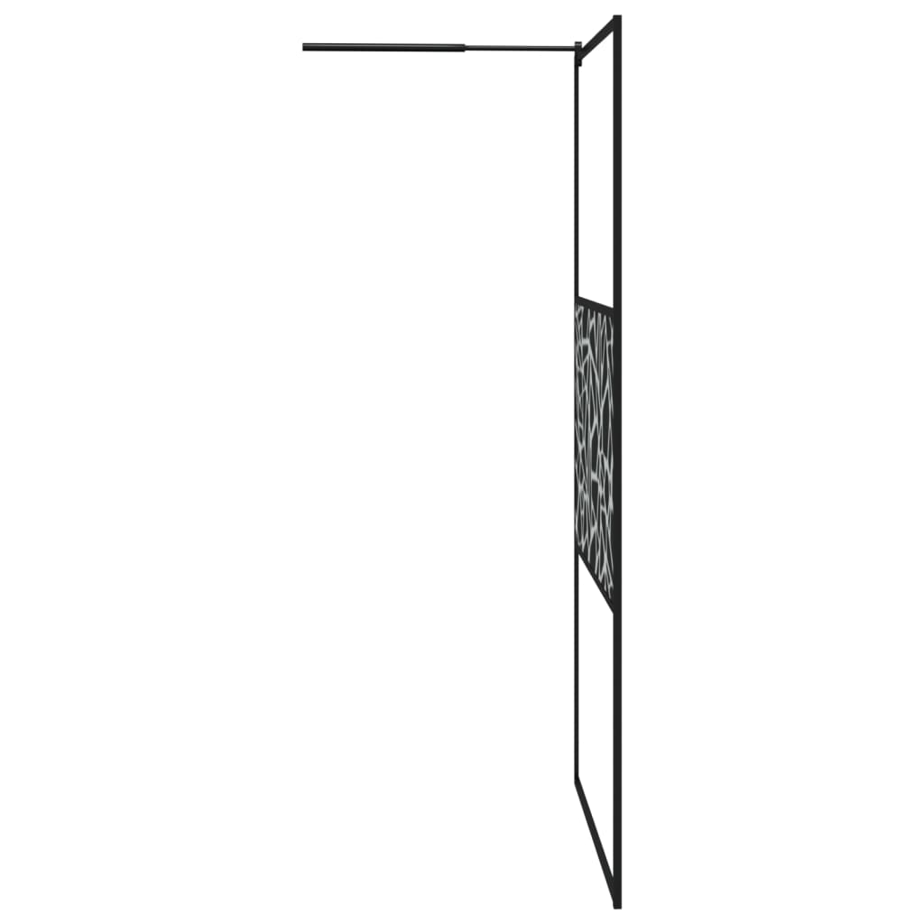 Inloopdouchewand Met Stenenmotief Esg-Glas 115 x 195 cm Zwart glass and stone