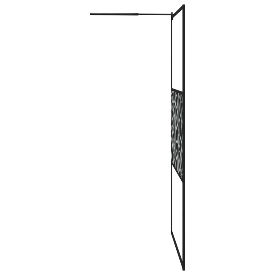 Inloopdouchewand Met Stenenmotief Esg-Glas 115 x 195 cm Zwart glass and stone