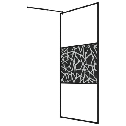 Inloopdouchewand Met Stenenmotief Esg-Glas 115 x 195 cm Zwart glass and stone