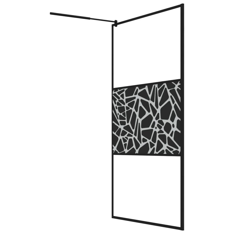 Inloopdouchewand Met Stenenmotief Esg-Glas 115 x 195 cm Zwart glass and stone