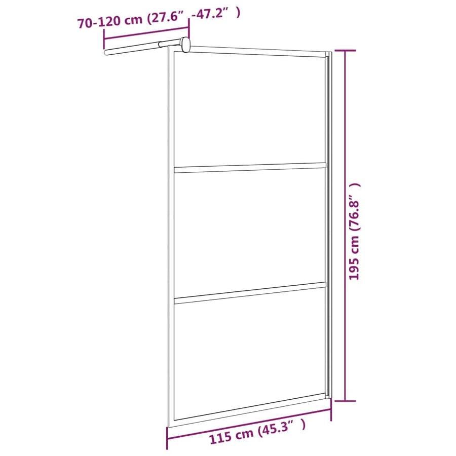 Inloopdouchewand Met Stenenmotief Esg-Glas 115 x 195 cm Zwart glass and stone