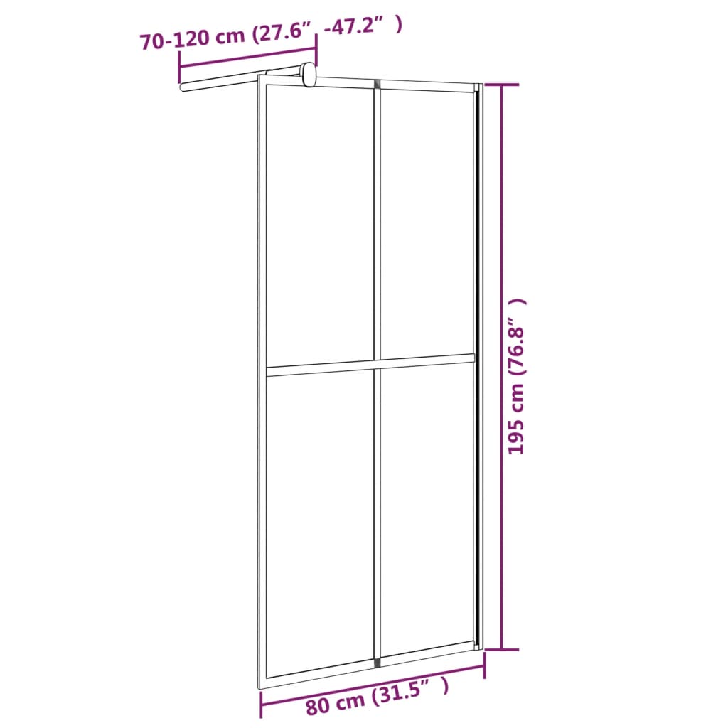 Inloopdouchescherm Donker Gehard Glas 80 x 195 cm Zwart