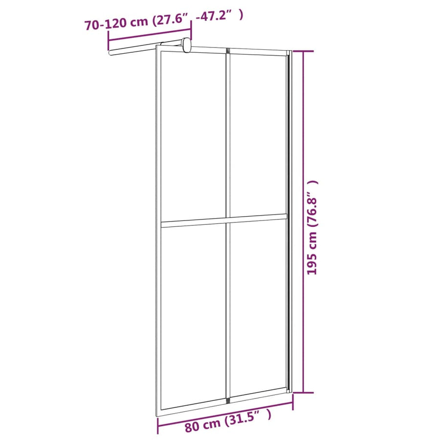Inloopdouchescherm Donker Gehard Glas 80 x 195 cm Zwart