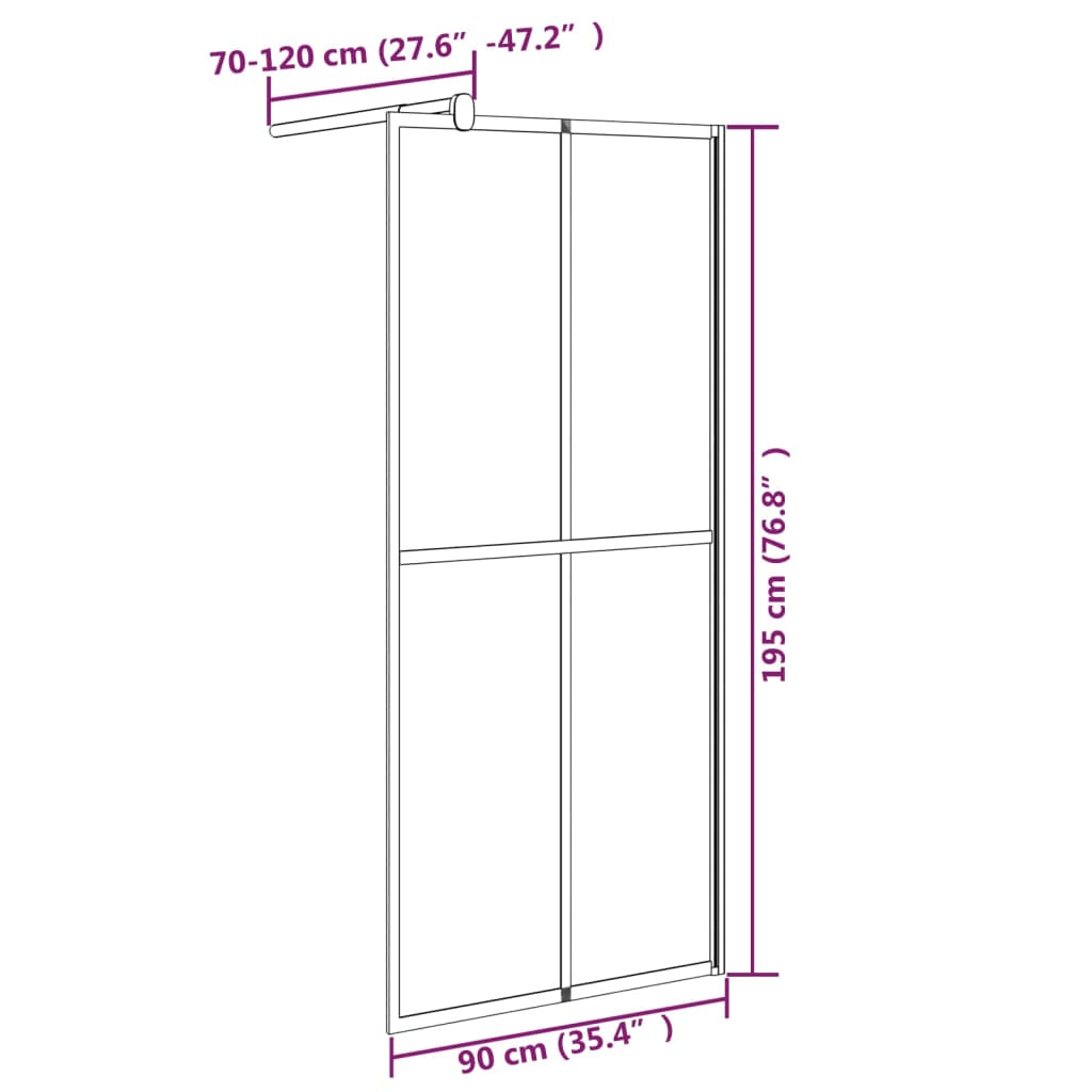 Inloopdouchescherm Donker Gehard Glas 90 x 195 cm Zwart