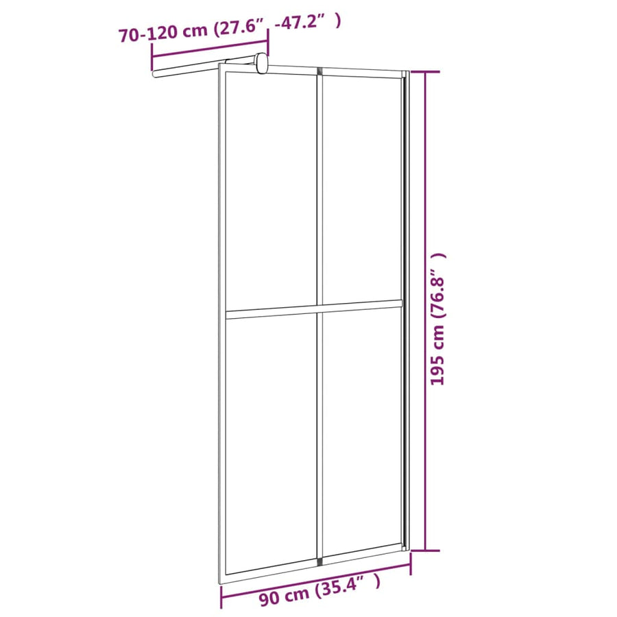 Inloopdouchescherm Donker Gehard Glas 90 x 195 cm Zwart