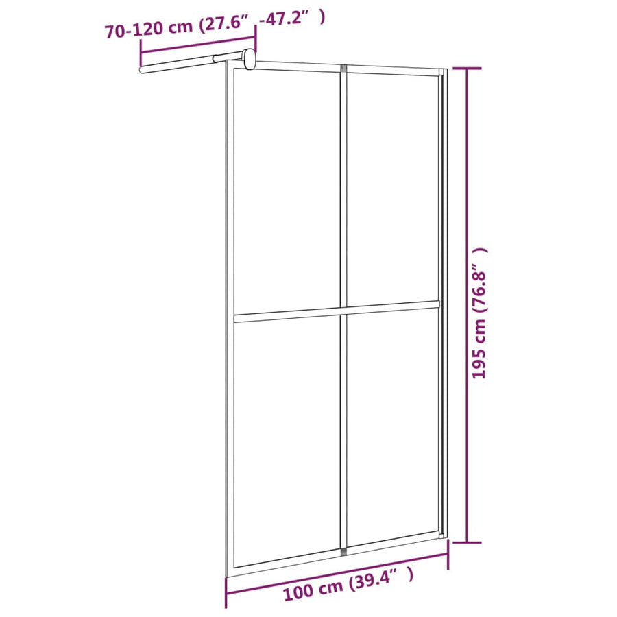 Inloopdouchescherm Donker Gehard Glas 100 x 195 cm Zwart