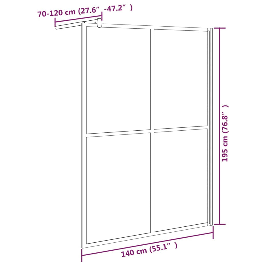 Inloopdouchescherm Donker Gehard Glas 140 x 195 cm