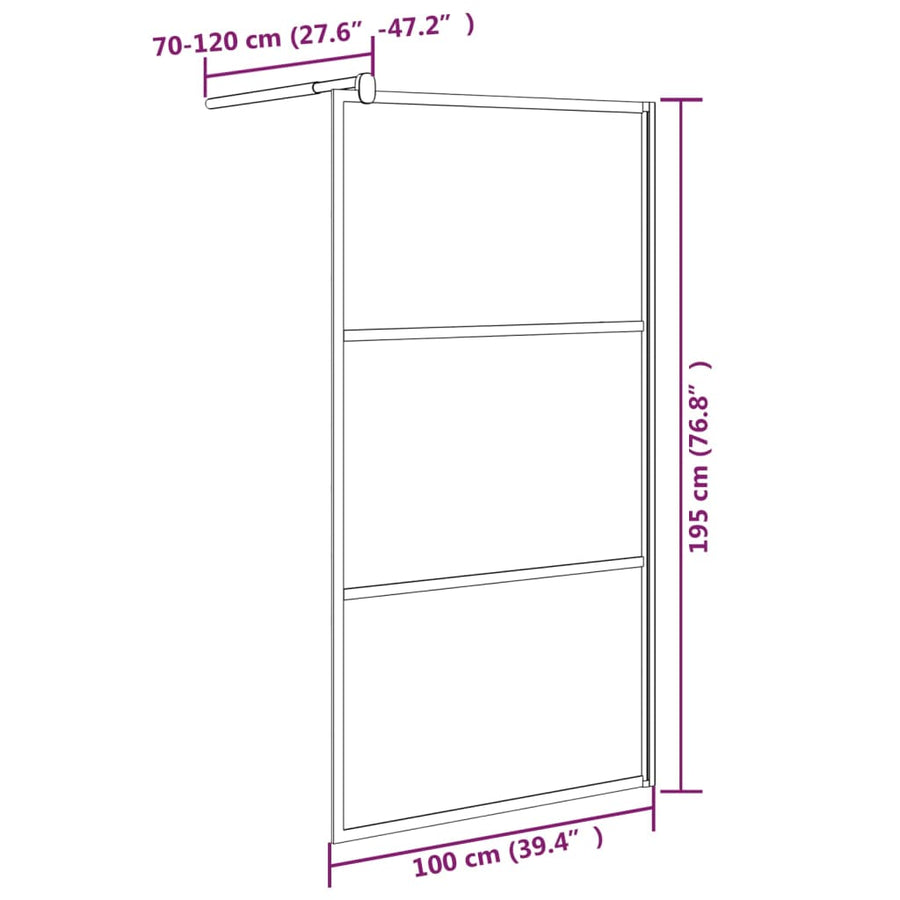 Inloopdouchewand Donker Esg-Glas 100 x 195 cm Zwart Donkerzwart