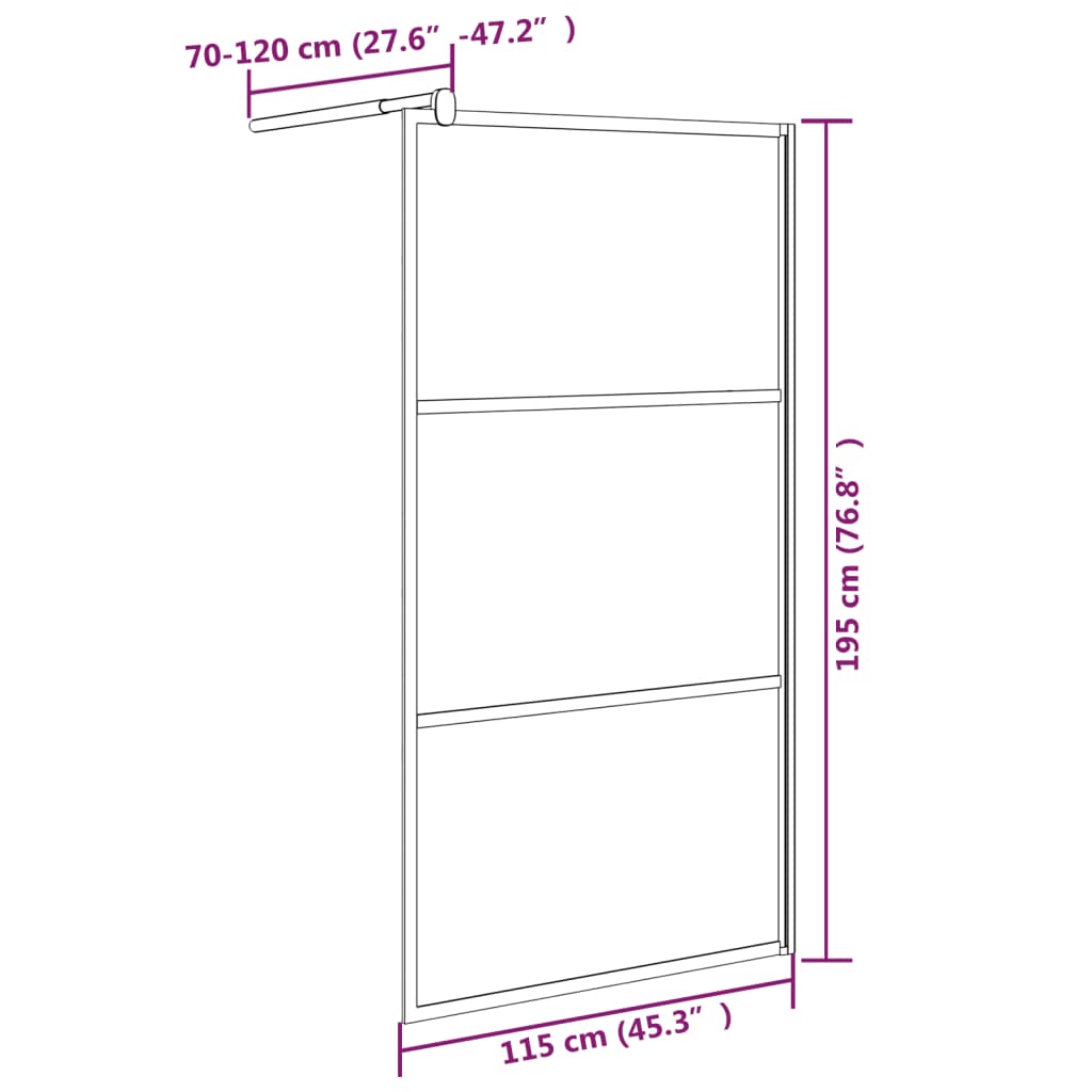 Inloopdouchewand 115X195 Cm Donker Esg-Glas Zwart 115 x 195 cm Donkerzwart