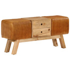 Vaulting horse bench 107 cm genuine goat leather solid mango wood brown