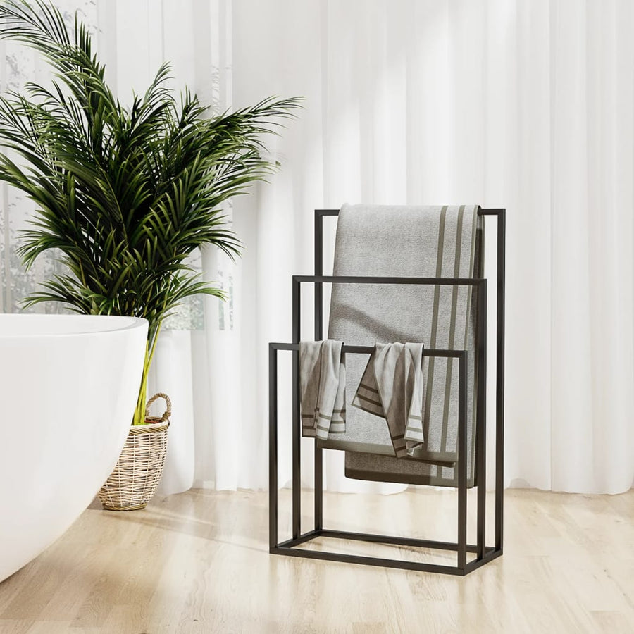 Handdoekenrek Vrijstaand Ijzer 48 x 24 x 79 cm Zwart