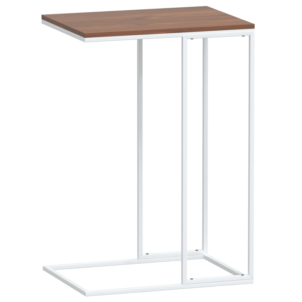 Bijzettafel Bewerkt Hout Wit En Bruin 40 x 30 x 59 cm zonder wielen