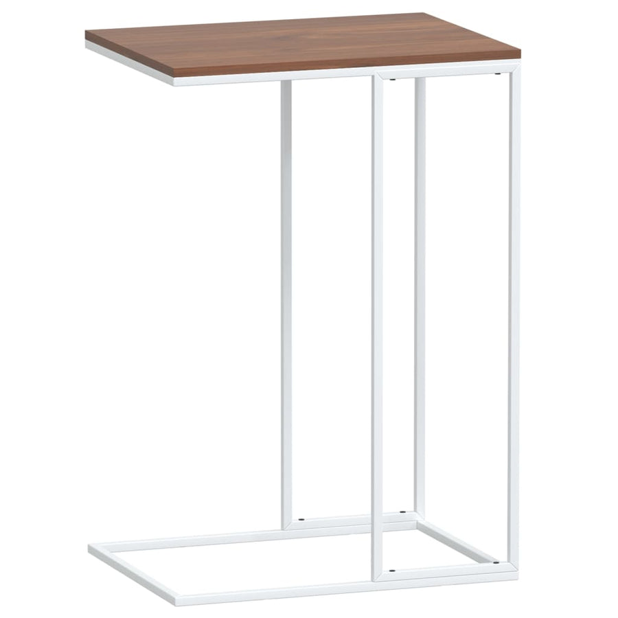 Bijzettafel Bewerkt Hout Wit En Bruin 40 x 30 x 59 cm zonder wielen