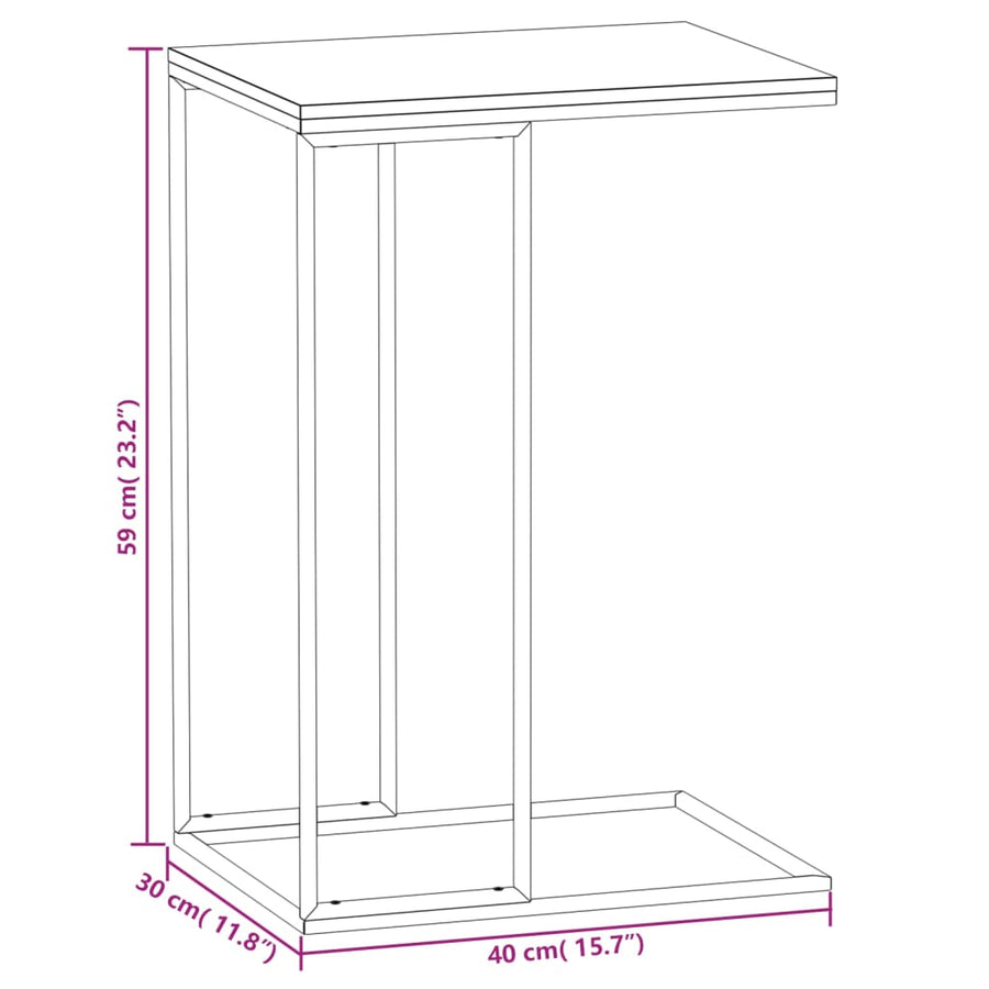 Bijzettafel Bewerkt Hout Wit En Bruin 40 x 30 x 59 cm zonder wielen