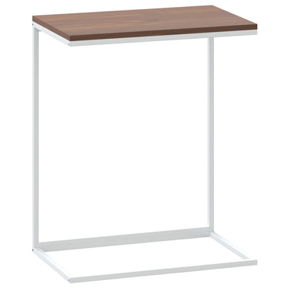 Bijzettafel Bewerkt Hout Wit En Bruin 55 x 35 x 66 cm zonder wielen