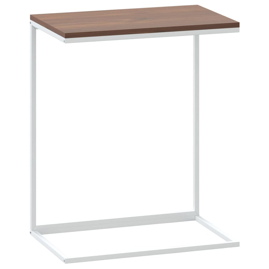 Bijzettafel Bewerkt Hout Wit En Bruin 55 x 35 x 66 cm zonder wielen