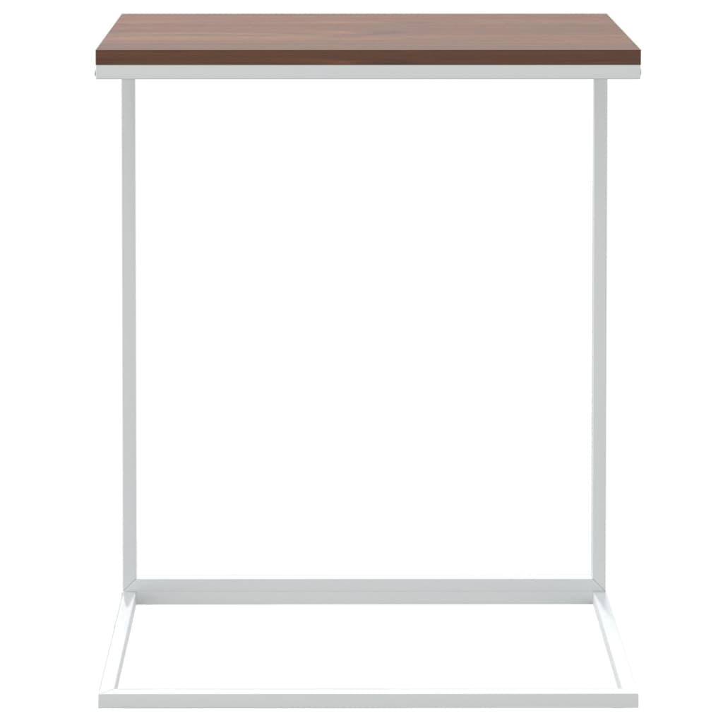 Bijzettafel Bewerkt Hout Wit En Bruin 55 x 35 x 66 cm zonder wielen