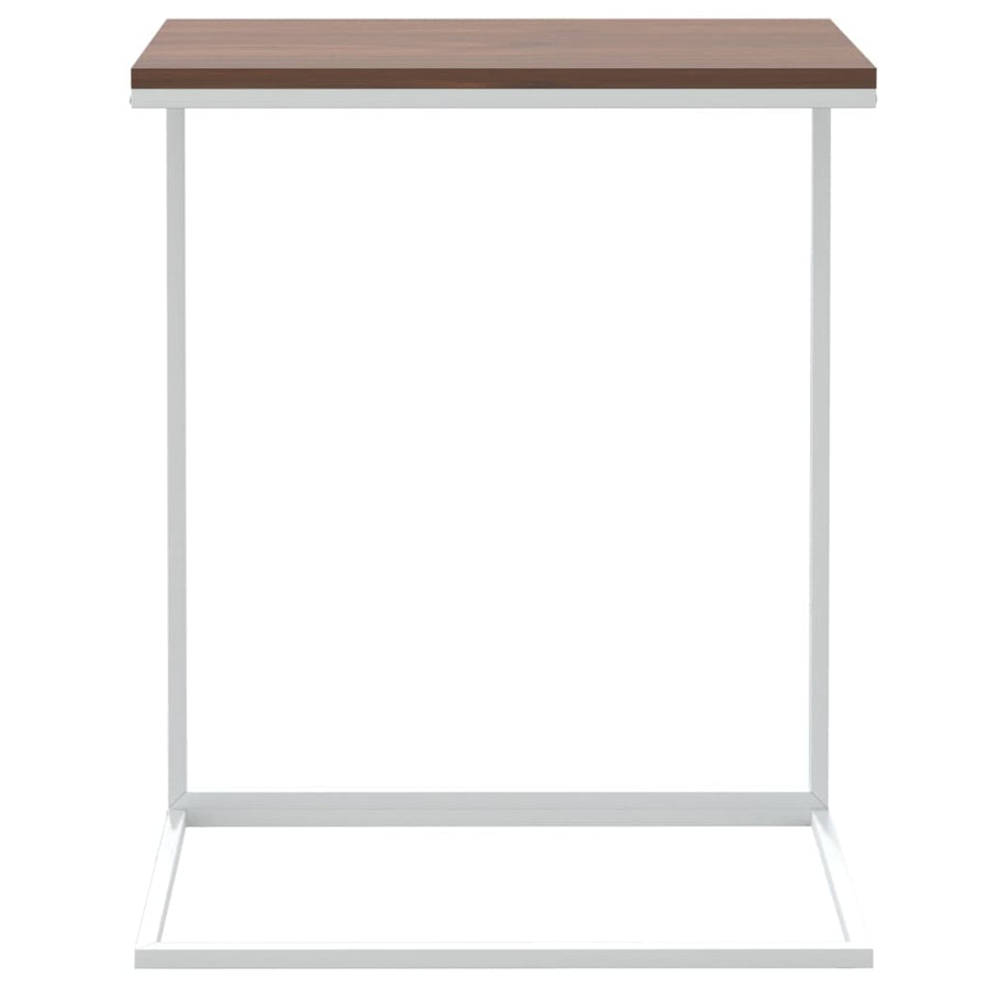 Bijzettafel Bewerkt Hout Wit En Bruin 55 x 35 x 66 cm zonder wielen