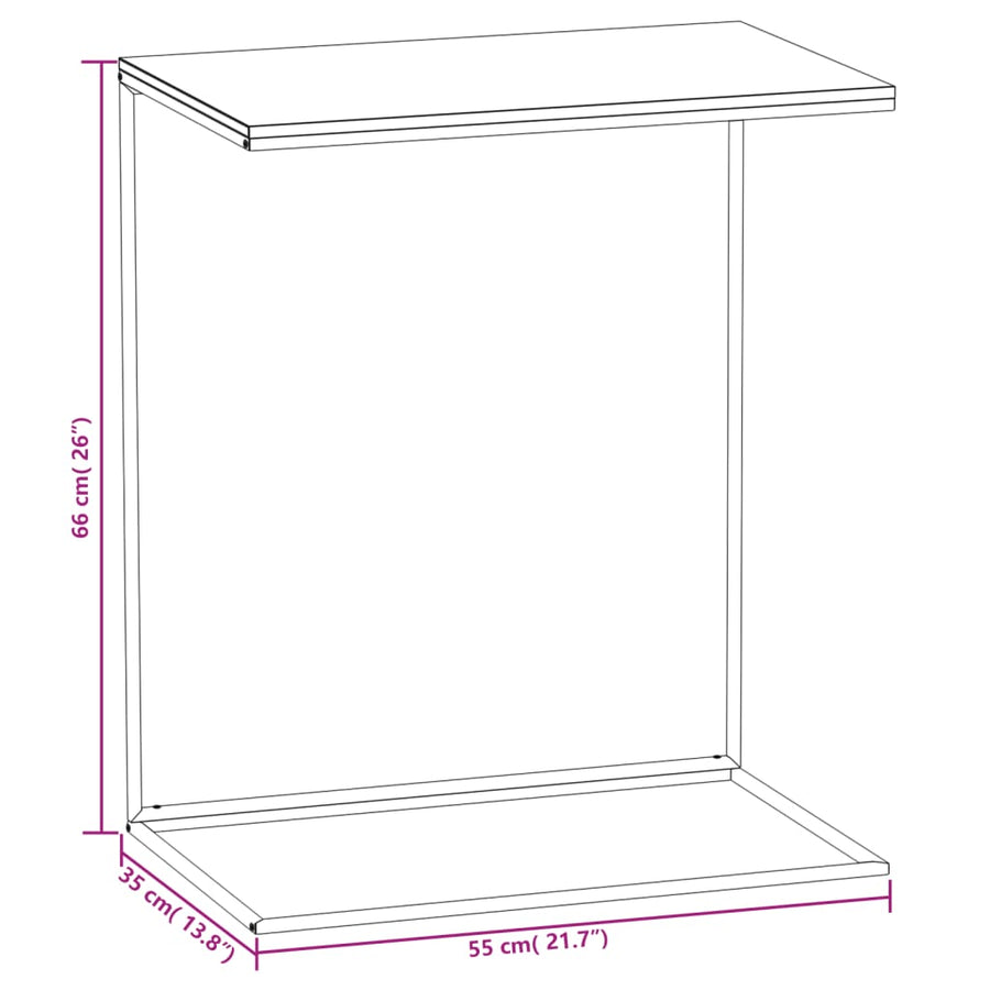 Bijzettafel Bewerkt Hout Wit En Bruin 55 x 35 x 66 cm zonder wielen