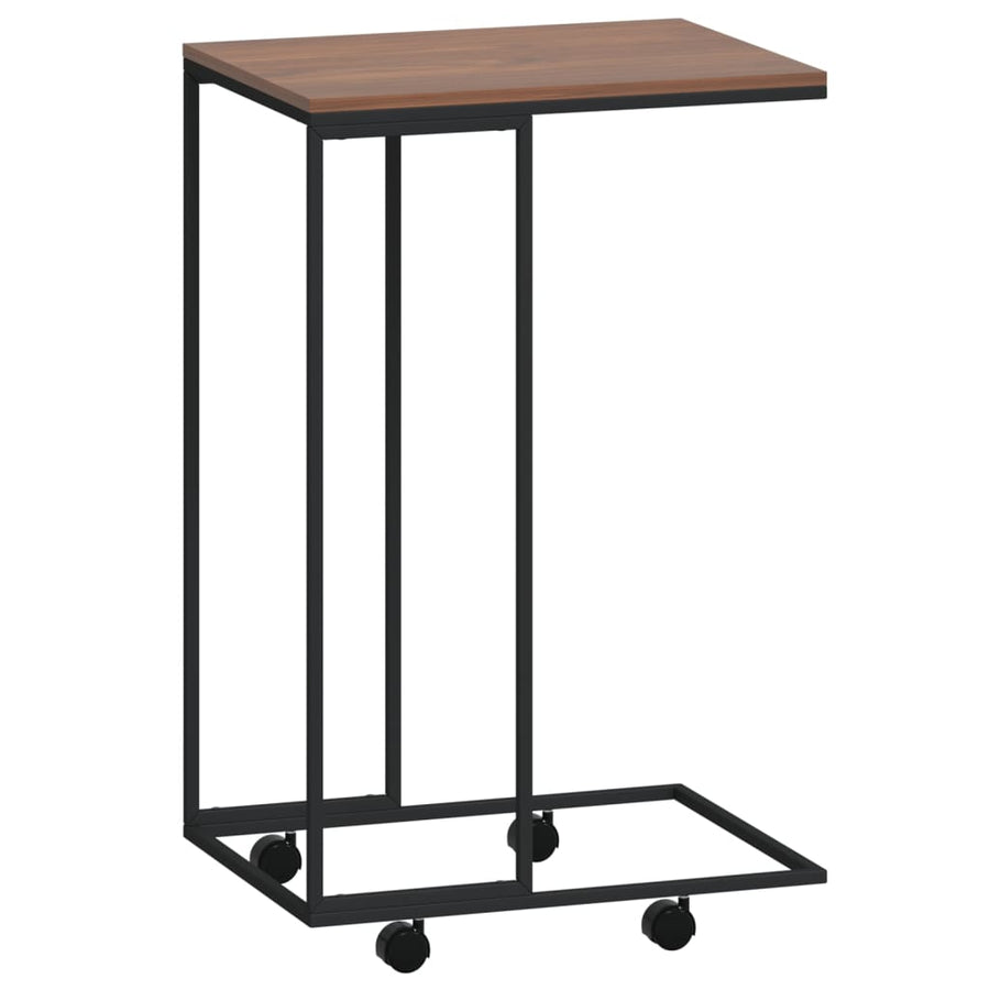 Bijzettafel Met Wieltjes 40X30X63,5 Bewerkt Hout Zwart En Bruin 40 x 30 x 63.5 cm met wielen