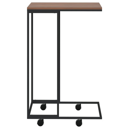 Bijzettafel Met Wieltjes 40X30X63,5 Bewerkt Hout Zwart En Bruin 40 x 30 x 63.5 cm met wielen