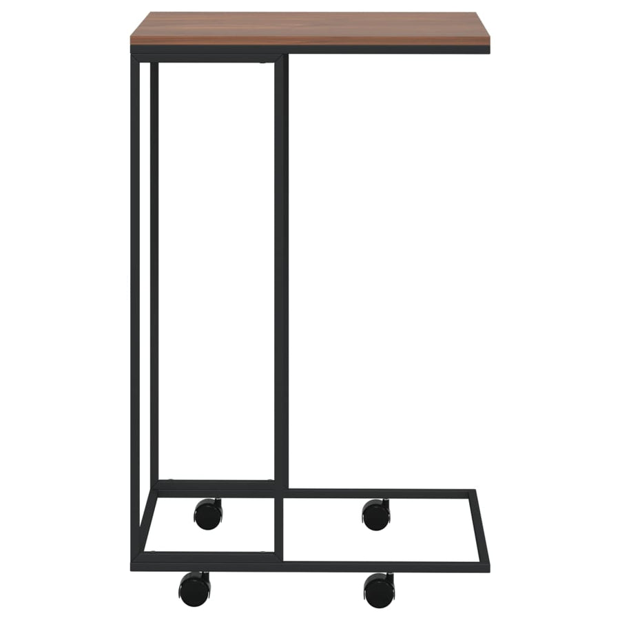 Bijzettafel Met Wieltjes 40X30X63,5 Bewerkt Hout Zwart En Bruin 40 x 30 x 63.5 cm met wielen