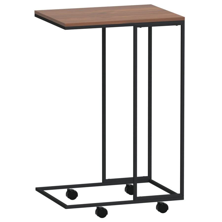 Bijzettafel Met Wieltjes 40X30X63,5 Bewerkt Hout Zwart En Bruin 40 x 30 x 63.5 cm met wielen